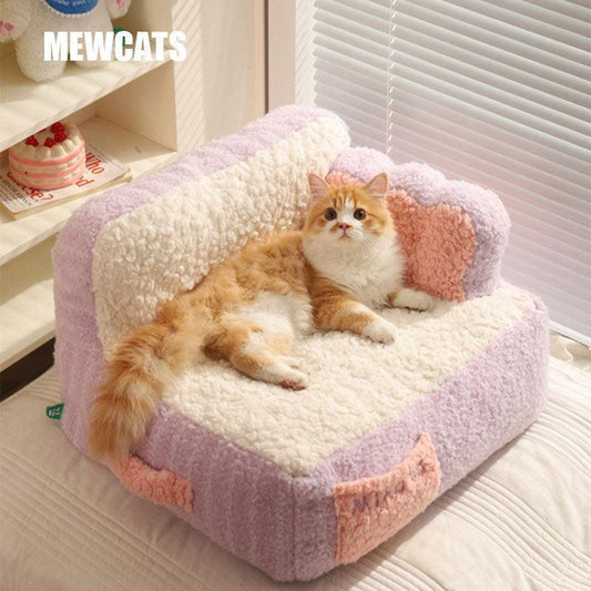 Cake Sofa Cat Bed Warm Thickened 2 Color Pet Nest