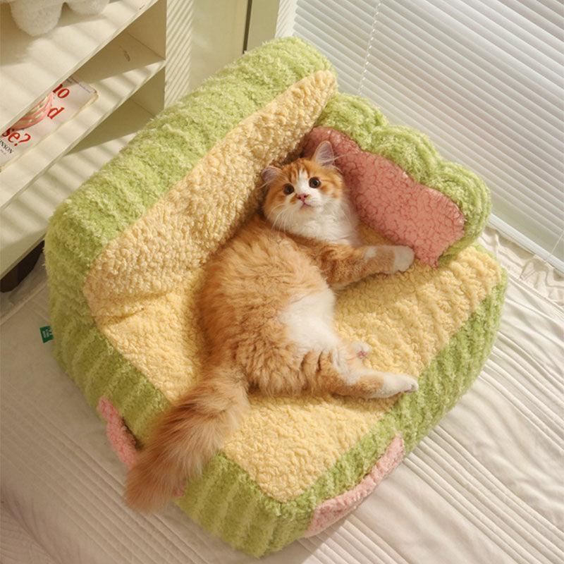 Cake Sofa Cat Bed Warm Thickened 2 Color Pet Nest - MEWCATS