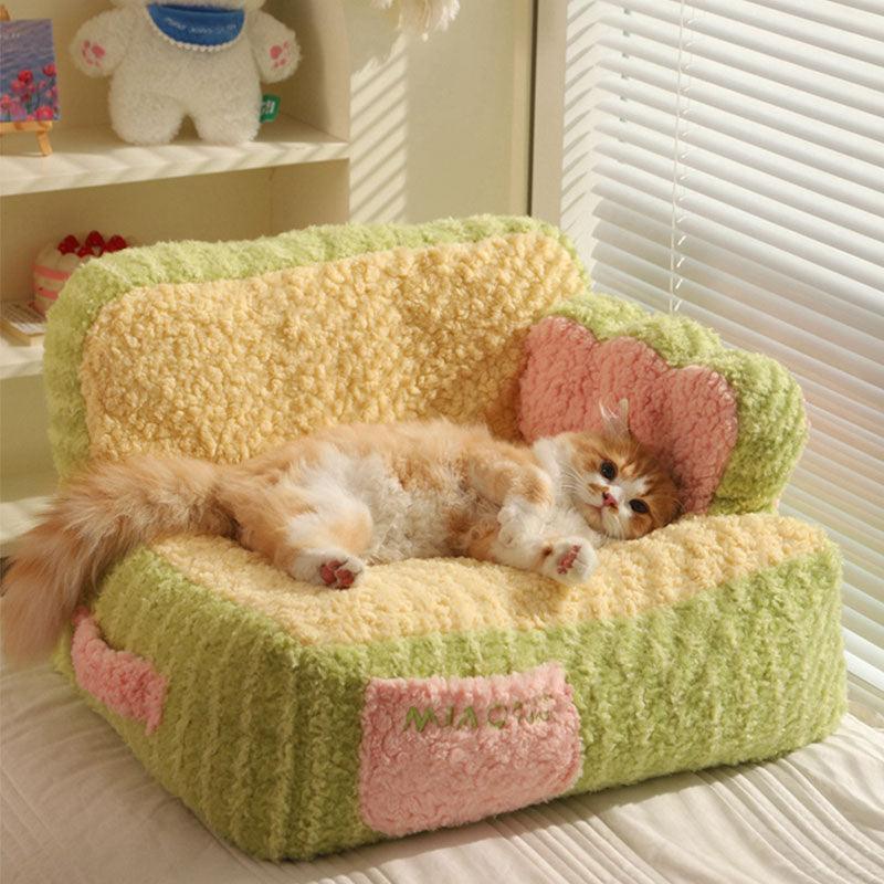 Cake Sofa Cat Bed Warm Thickened 2 Color Pet Nest - MEWCATS