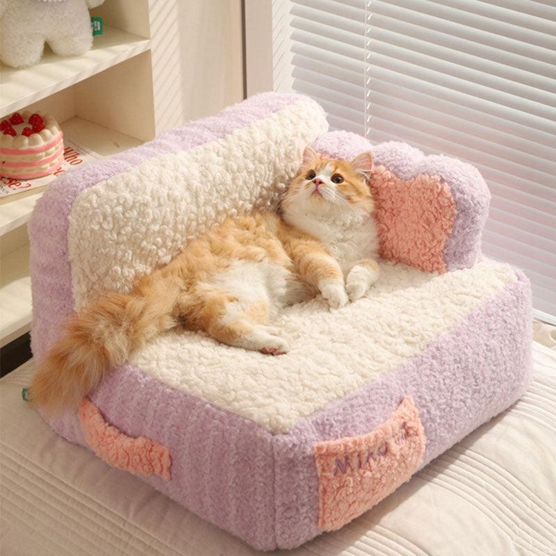 Cake Sofa Cat Bed Warm Thickened 2 Color Pet Nest - MEWCATS
