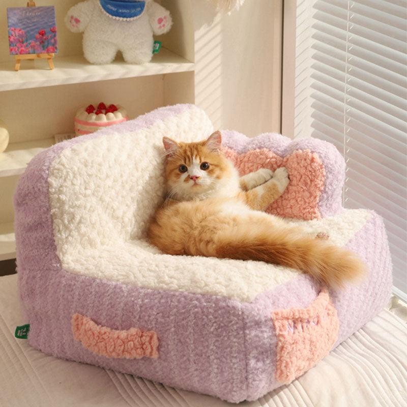 Cake Sofa Cat Bed Warm Thickened 2 Color Pet Nest - MEWCATS