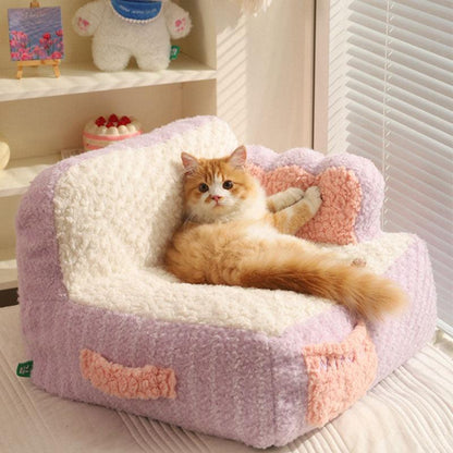 Cake Sofa Cat Bed Warm Thickened 2 Color Pet Nest - MEWCATS