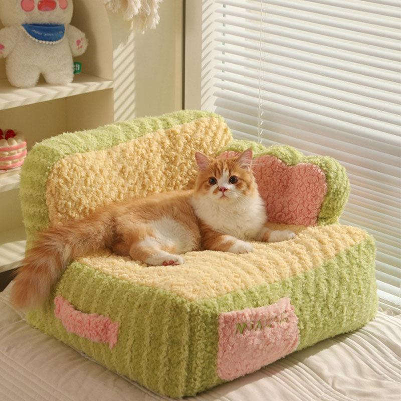 Cake Sofa Cat Bed Warm Thickened 2 Color Pet Nest - MEWCATS