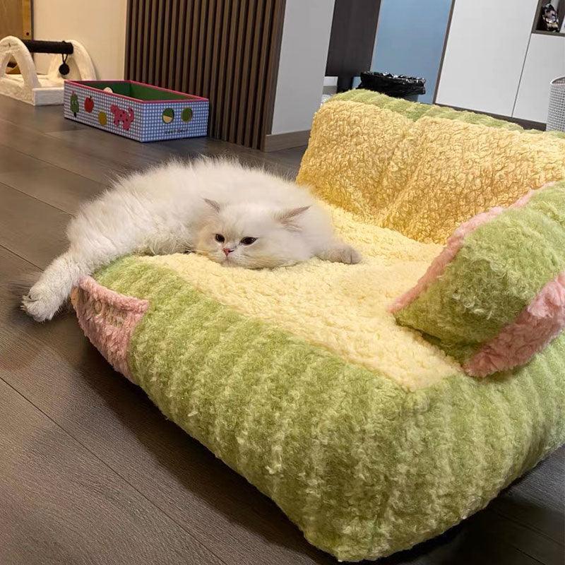 Cake Sofa Cat Bed Warm Thickened 2 Color Pet Nest - MEWCATS