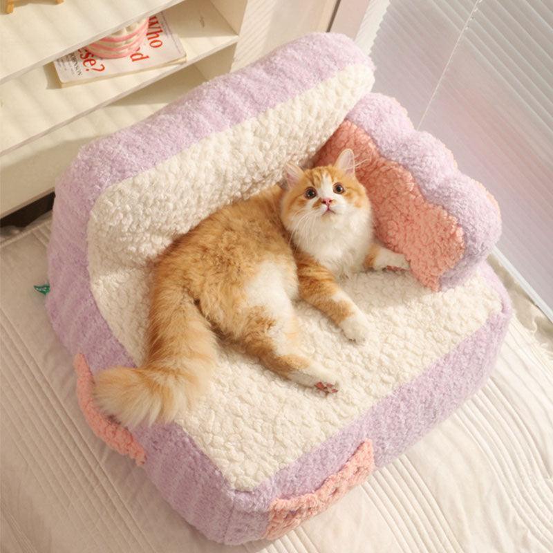 Cake Sofa Cat Bed Warm Thickened 2 Color Pet Nest - MEWCATS