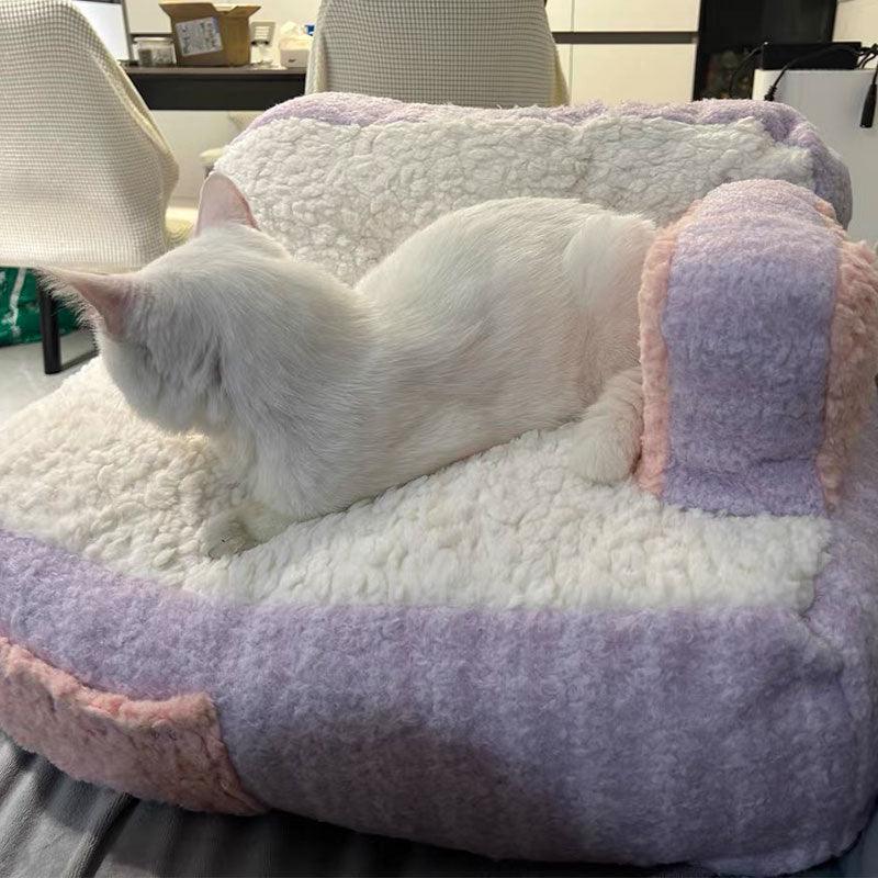 Cake Sofa Cat Bed Warm Thickened 2 Color Pet Nest - MEWCATS