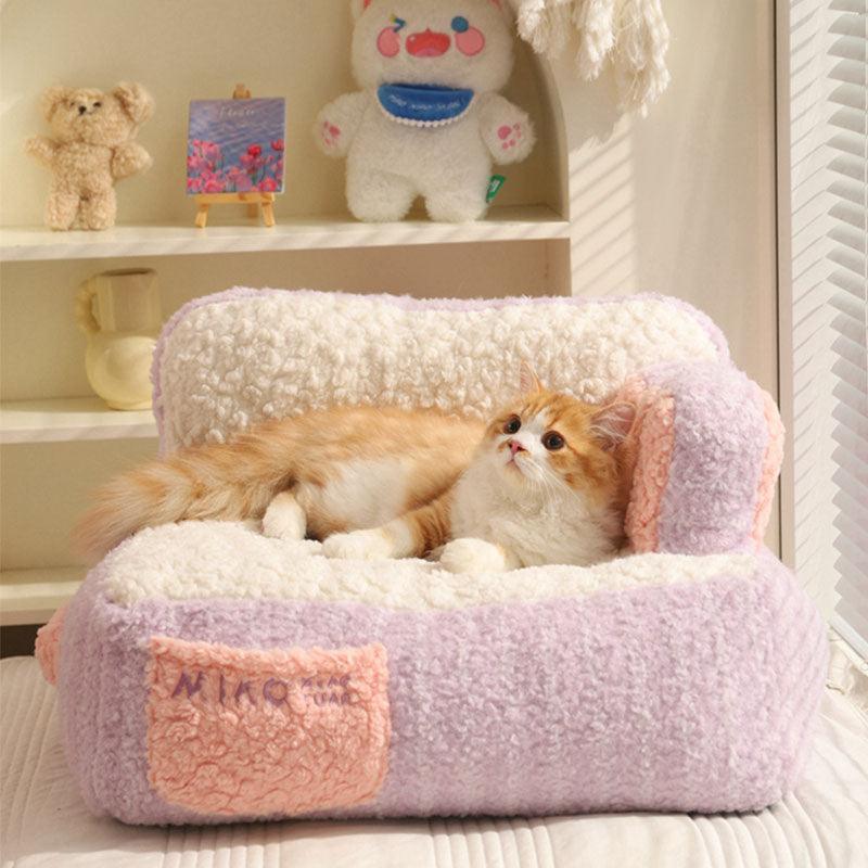 Cake Sofa Cat Bed Warm Thickened 2 Color Pet Nest - MEWCATS