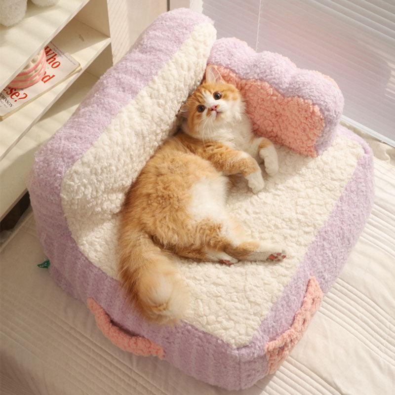 Cake Sofa Cat Bed Warm Thickened 2 Color Pet Nest - MEWCATS
