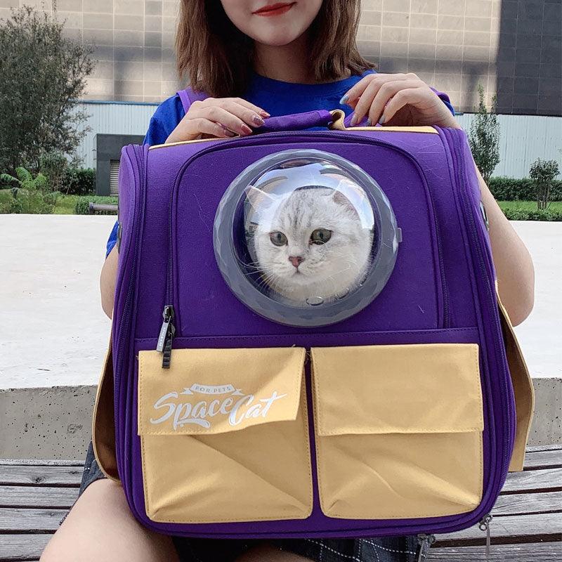 Canvas Cat Carrier Bag Expandable Space Capsule 9 Color Pet Backpack (1)