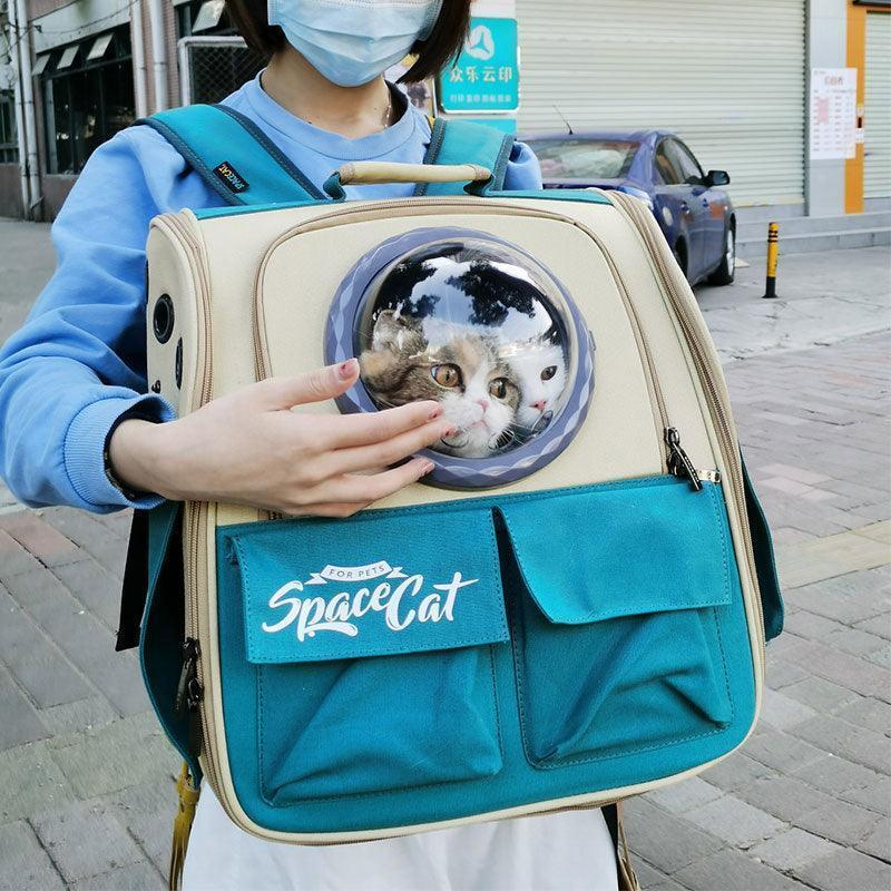 cat in space jansport backpack Canvas Cat Carrier Bag Expandable Backpack