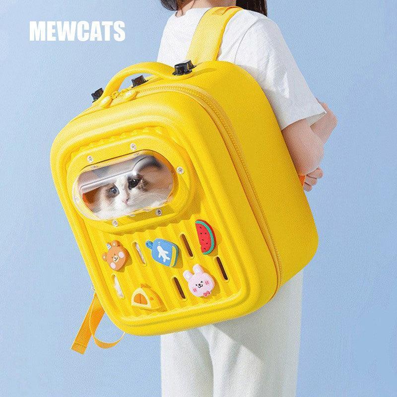 Summer Cat Carrier Backpack Large Capacity Space Capsule Yellow Pet Bag
