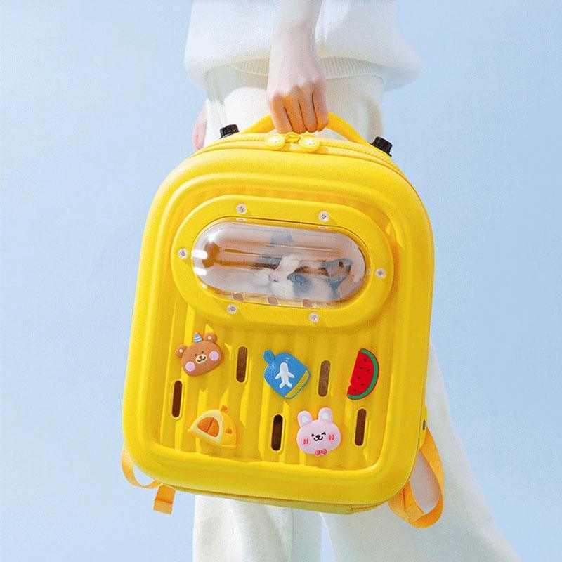 Summer Cat Carrier Backpack Large Capacity Space Capsule Yellow Pet Bag