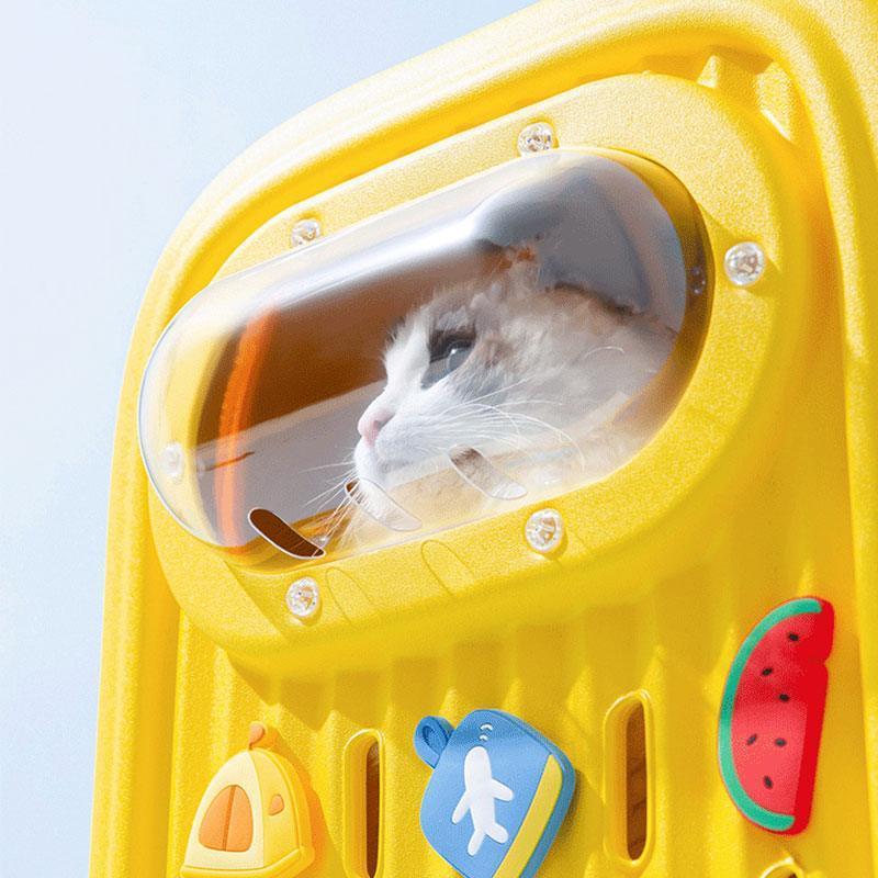 Summer Cat Carrier Backpack Large Capacity Space Capsule Yellow Pet Bag