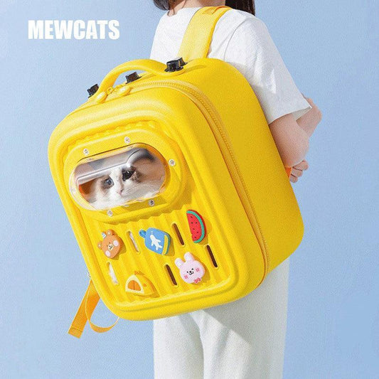 Cartoon Cat Carrier Backpack Large Yellow Pet Bag - MEWCATS