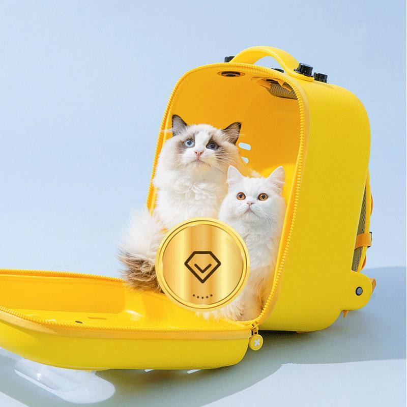 Summer Cat Carrier Backpack Large Capacity Space Capsule Yellow Pet Bag