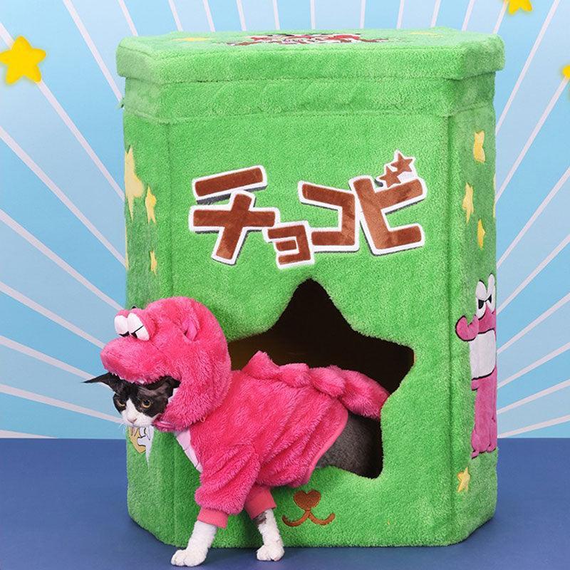 Cartoon Cookie Box Foldable Cat Cave Bed - MEWCATS