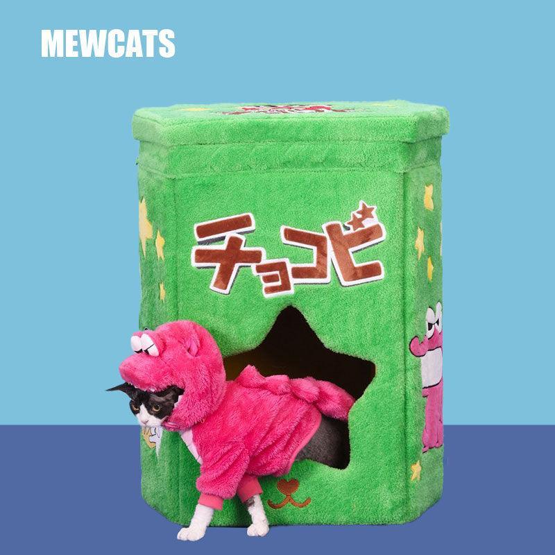 Cartoon Cookie Box Foldable Cat Cave Bed - MEWCATS