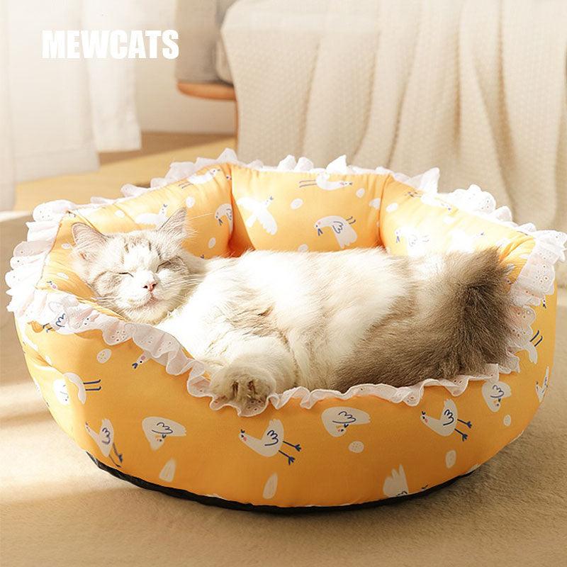 Cat Bed Lace Mat All Season Yellow Cat Nest
