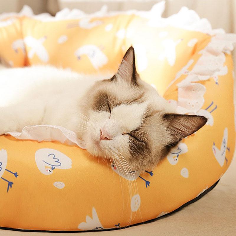 Cat Bed Lace Mat All Season Yellow Cat Nest