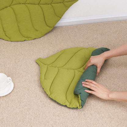 Cat Bed Mat Leaf Shape Machine Washable Double-sided Use Pet Nest