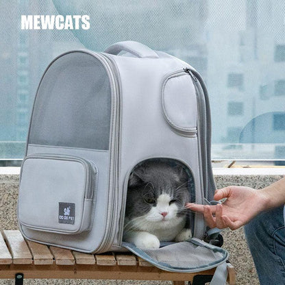 Cat Carrier Backpack Bag Grey Expandable Space Breathable Mesh