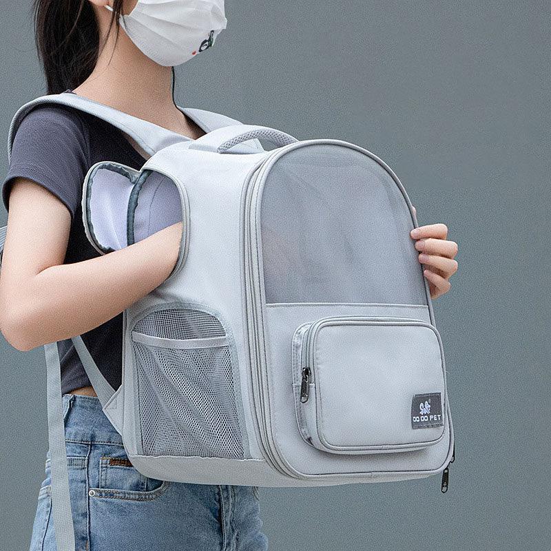 Cat Carrier Backpack Bag Grey Expandable Space Breathable Mesh