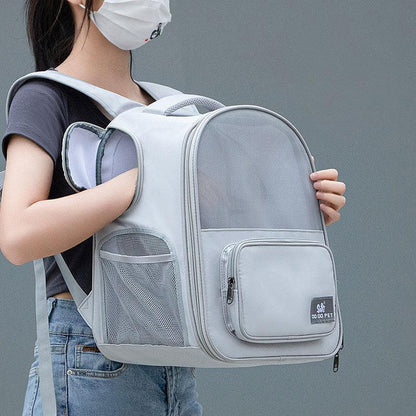 Cat Carrier Backpack Bag Grey Expandable Space Breathable Mesh
