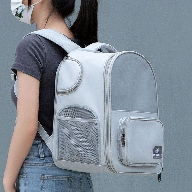 Cat Carrier Backpack Bag Grey Expandable Space Breathable Mesh