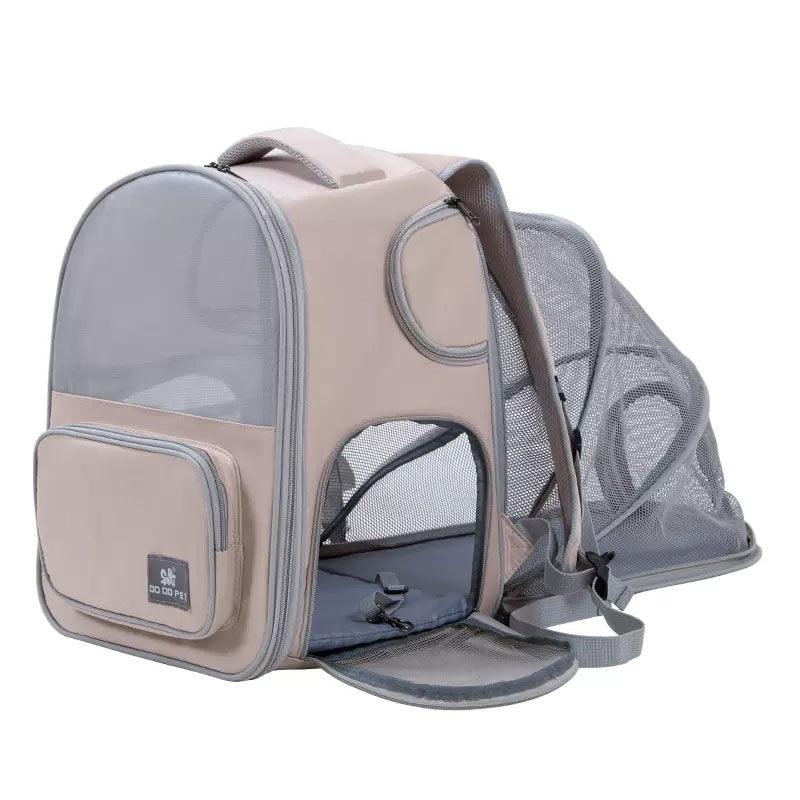Cat Carrier Backpack Bag Apricot Expandable Space Breathable Mesh