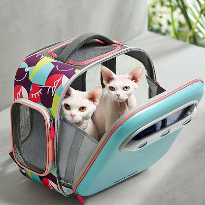Cat Large Size Carrier Backpack Blue Space Capsule Tote Pet Bag