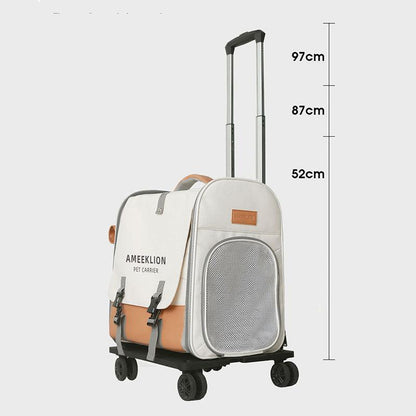 Cat Carrier Backpack Expandable Bag with Wheels - MEWCATS