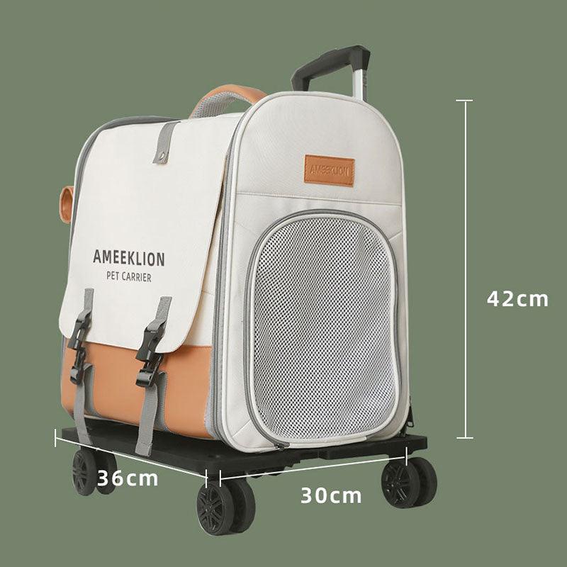 Cat Carrier Backpack Expandable Orange Cat Bag On Wheels