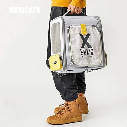 Cat Carrier Backpack Foldable Breathable Wesh Expandable 2 Color Pet Bag