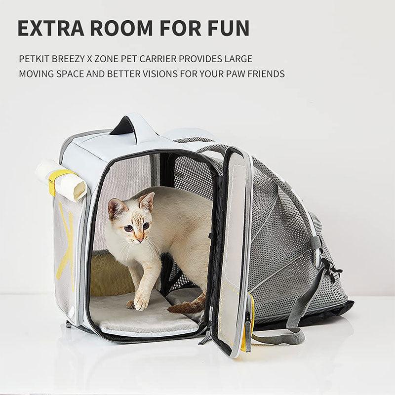 Cat Carrier Backpack Foldable Breathable Wesh Expandable Grey Pet Bag