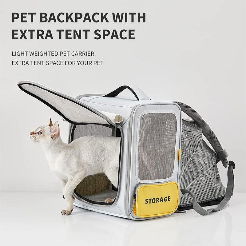 Cat Carrier Backpack Foldable Breathable Wesh Expandable Grey Pet Bag