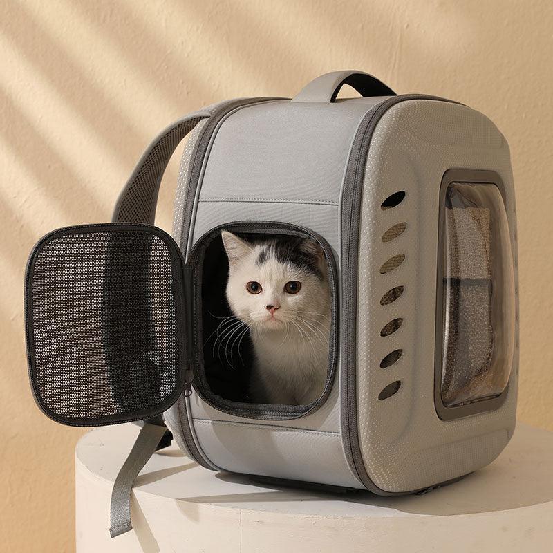 Cat Carrier Backpack Breathable Travel Outdoor Grey Foldable Pet Supplies