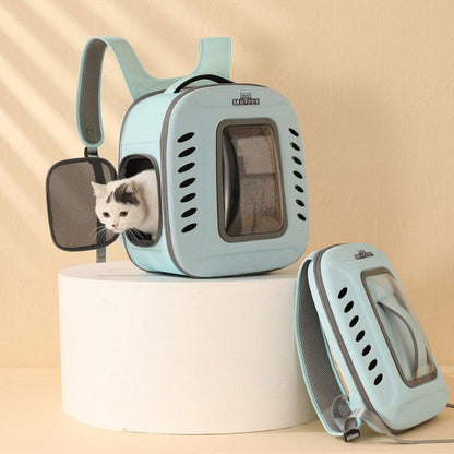 Cat Carrier Backpack Breathable Travel Outdoor Green Blue Foldable Pet Supplies