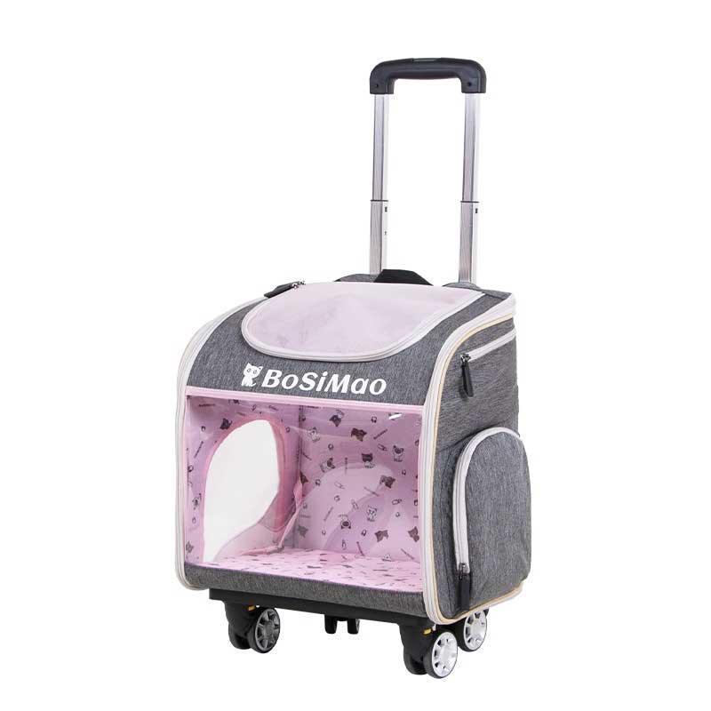 Cat Carrier Backpack With Wheels Rolling Foldable 3 Color Trolley