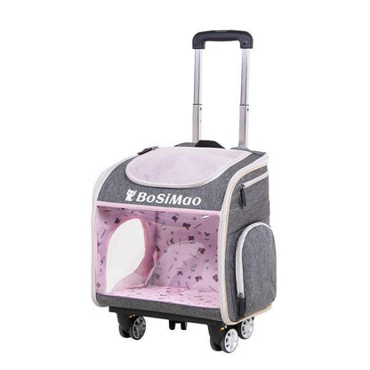 Cat Carrier Backpack With Wheels Rolling Foldable 3 Color Trolley