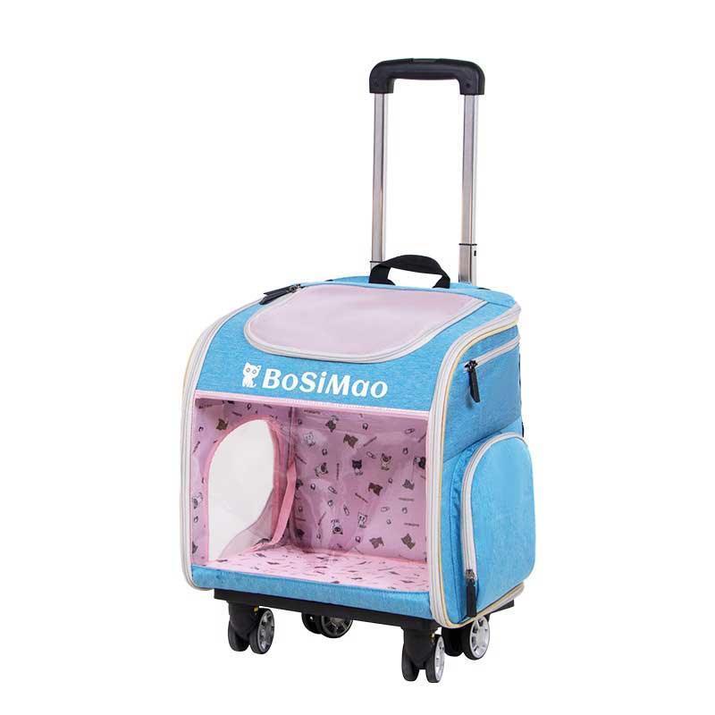 Cat Carrier Backpack With Wheels Rolling Foldable 3 Color Trolley
