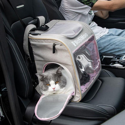 Cat Carrier Backpack With Wheels Rolling Foldable Travel Grey Pet Trolley Bag
