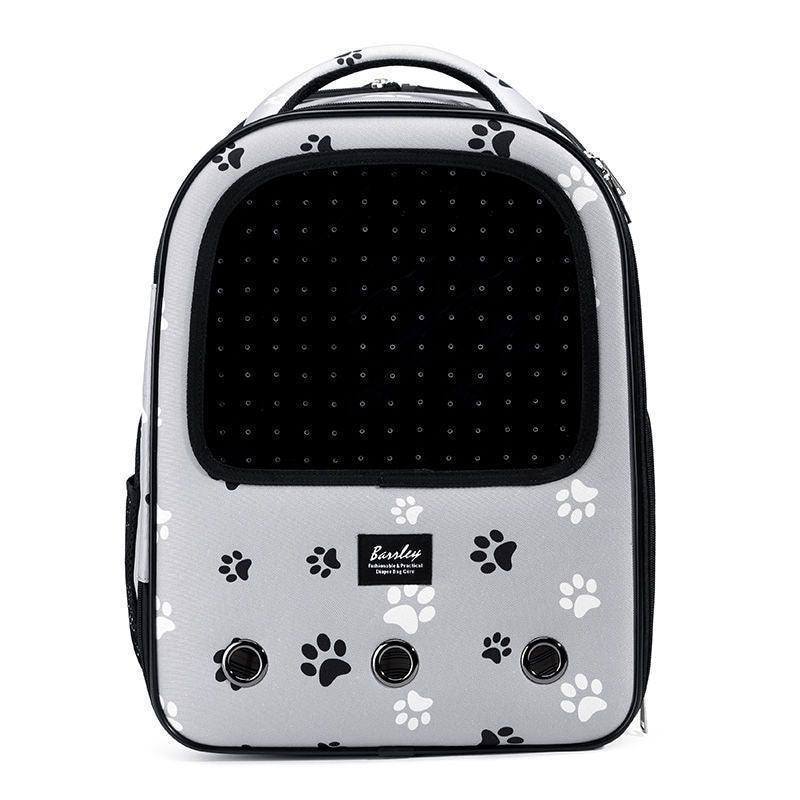 Trolley Cat Carrier Backpack With Wheels Rolling Large Space Breathable Grey Pet Bag