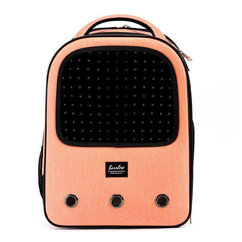 Trolley Cat Carrier Backpack With Wheels Rolling Large Space Breathable Orange Pet Bag