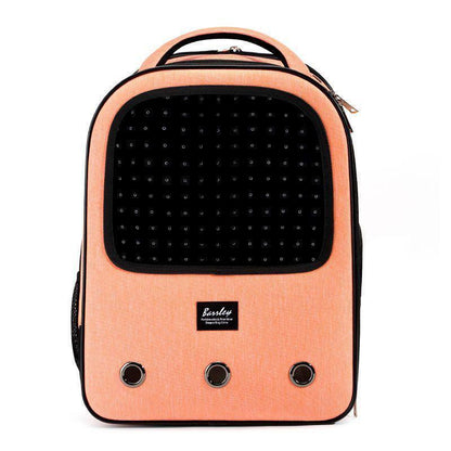 Trolley Cat Carrier Backpack With Wheels Rolling Large Space Breathable Orange Pet Bag