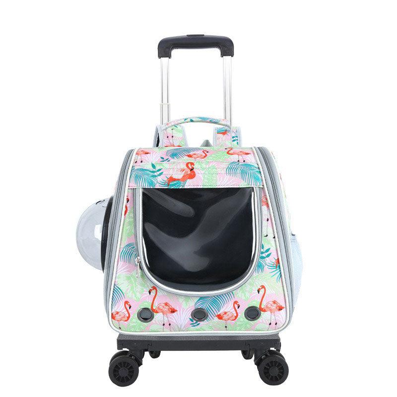 Cat Carrier Backpack With Wheels Pet Suitcase Stroller 10 Color Large Space Trolley