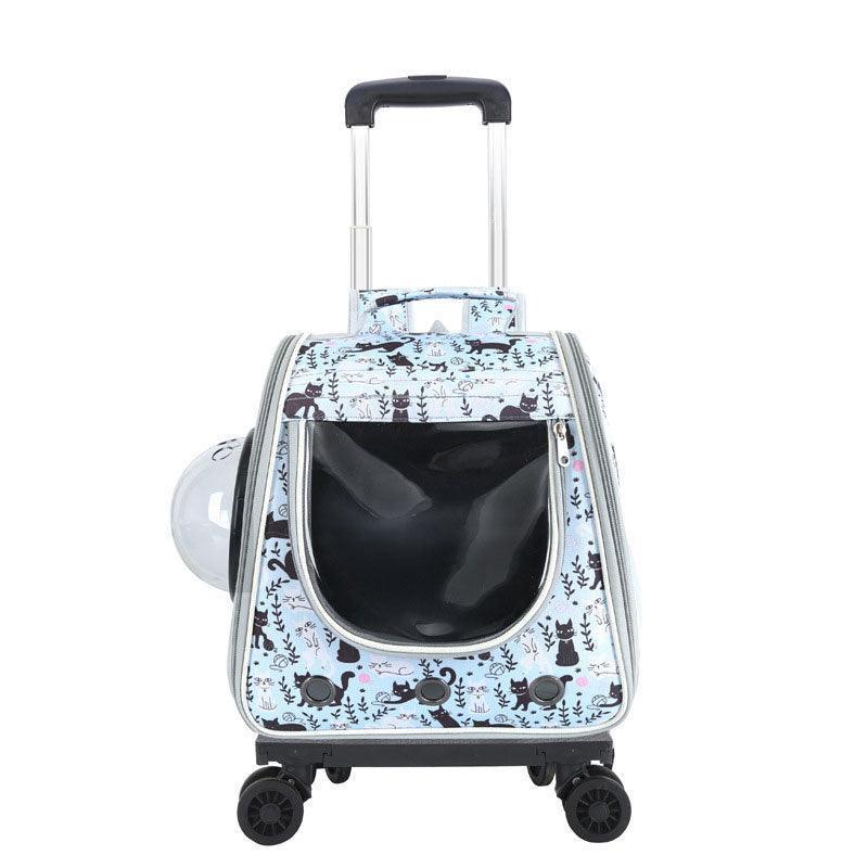 Cat Carrier Backpack With Wheels Pet Suitcase Stroller 10 Color Large Space Trolley