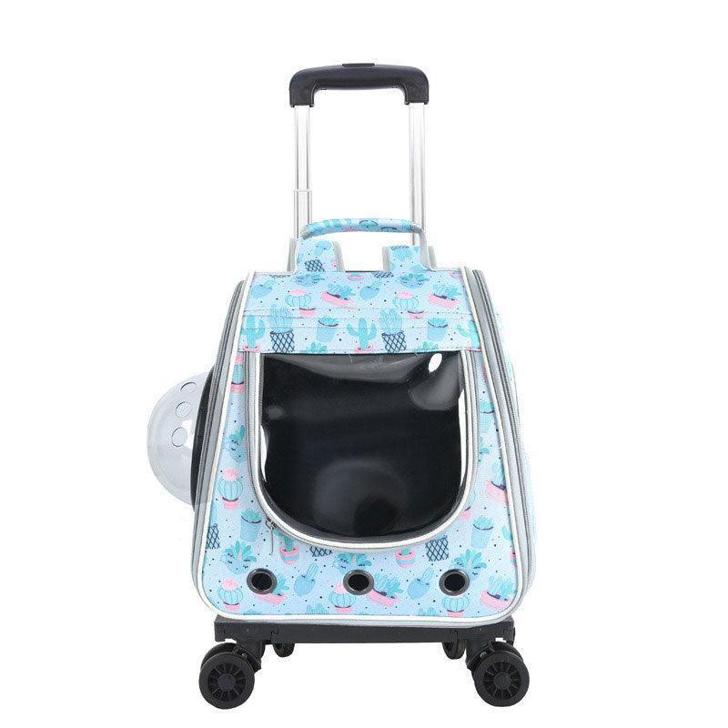 Cat Carrier Backpack With Wheels Pet Suitcase Stroller 10 Color Large Space Trolley