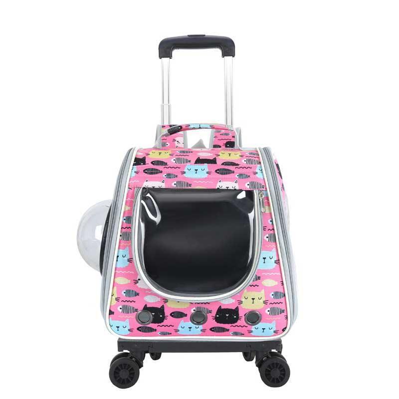 Cat Carrier Backpack With Wheels Stroller 10 Color Large Trolley