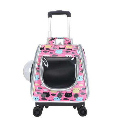 Cat Carrier Backpack With Wheels Stroller 10 Color Large Trolley
