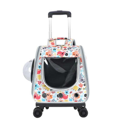 Cat Carrier Backpack With Wheels Stroller 10 Color Large Trolley